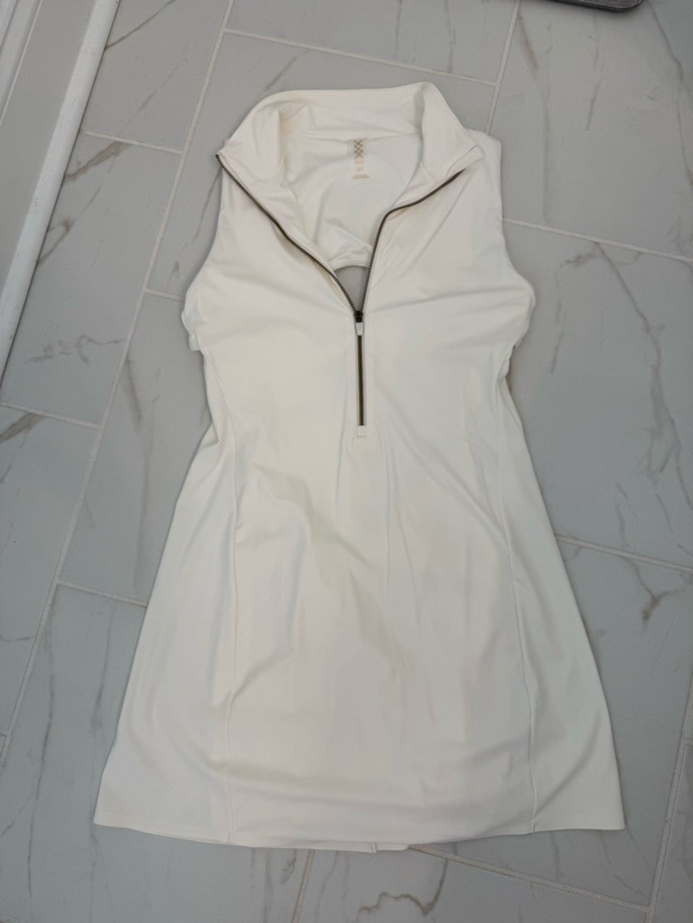 Rhone Sleeveless Cream/ off-white Zip-Front Dress